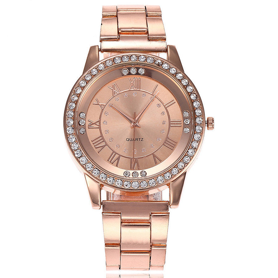 Montre Femme Or Rose Strass - Quartz Acier Inoxydable Vansvar