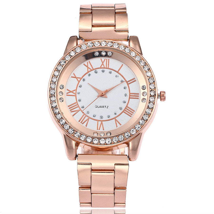 Montre Femme Or Rose Strass - Quartz Acier Inoxydable Vansvar