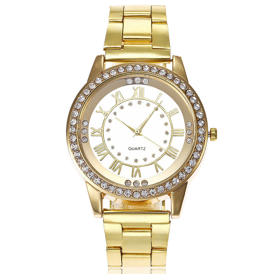 Montre Femme Or Rose Strass - Quartz Acier Inoxydable Vansvar