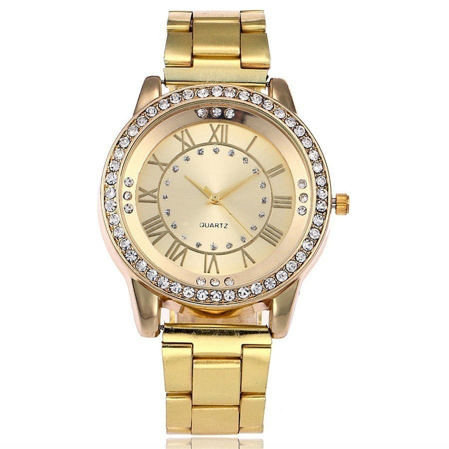 Montre Femme Or Rose Strass - Quartz Acier Inoxydable Vansvar