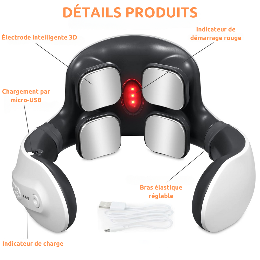 Masseur Cervical Électrique 4 Têtes - Soulagement Nuque