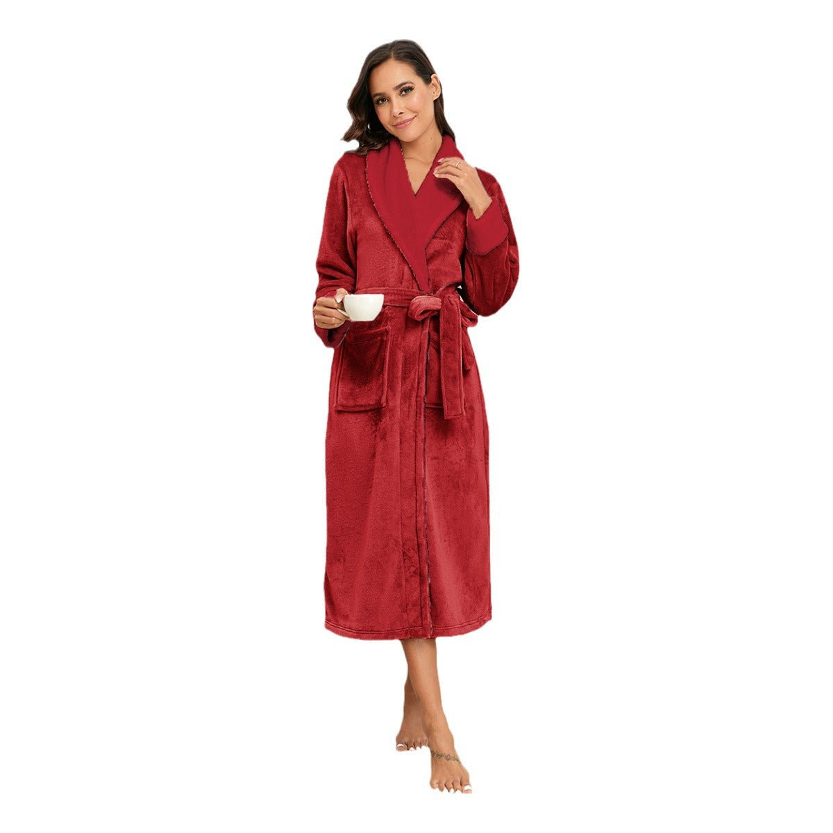 Robe de Chambre Flanelle Femme - Peignoir Chaud Hiver